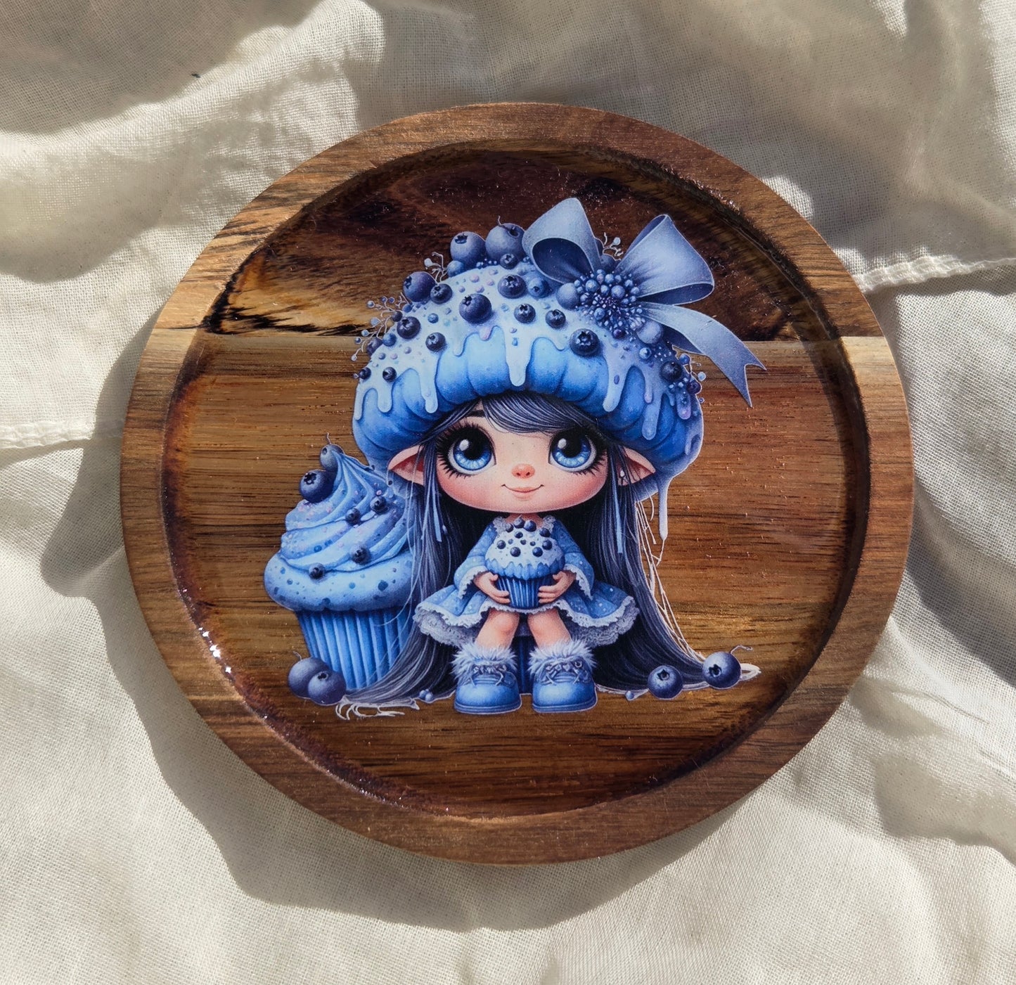 Mini plateau bois Fille cupcake