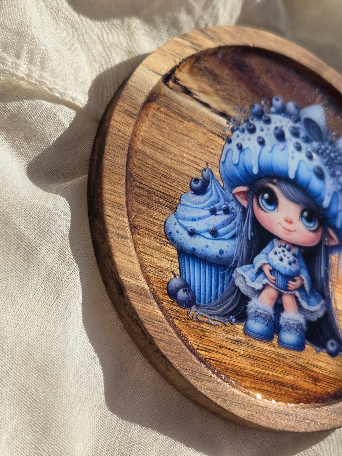 Mini plateau bois Fille cupcake