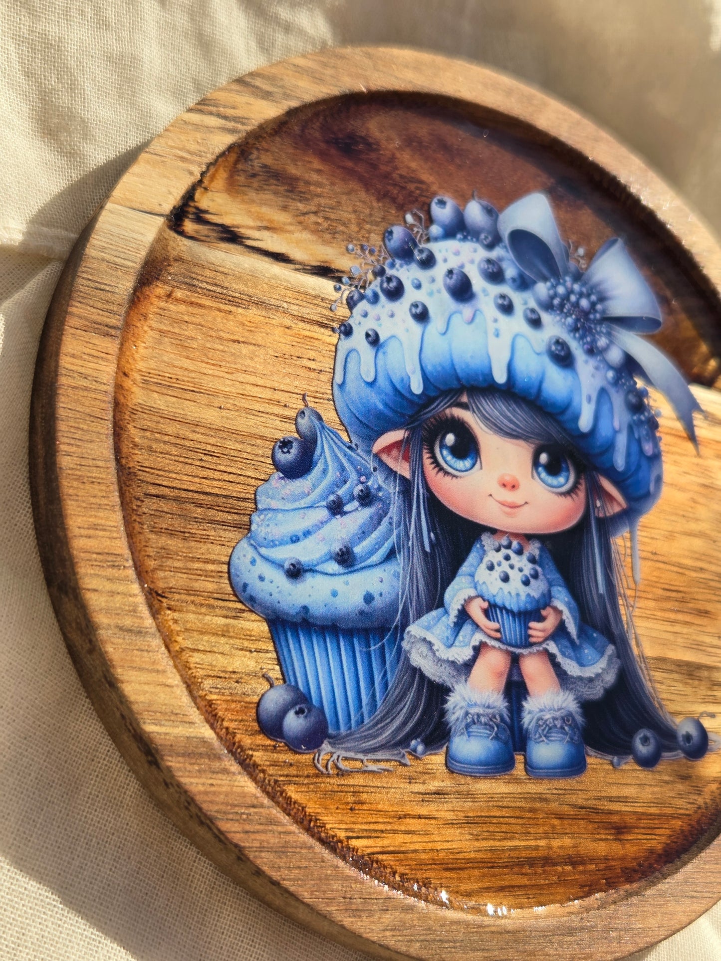 Mini plateau bois Fille cupcake