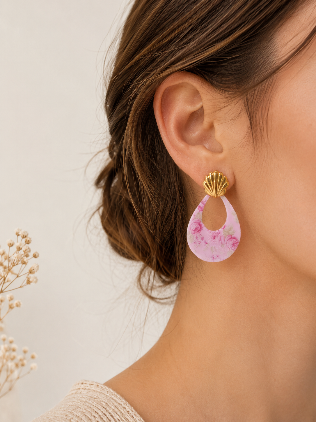 Boucles réversibles fleuries