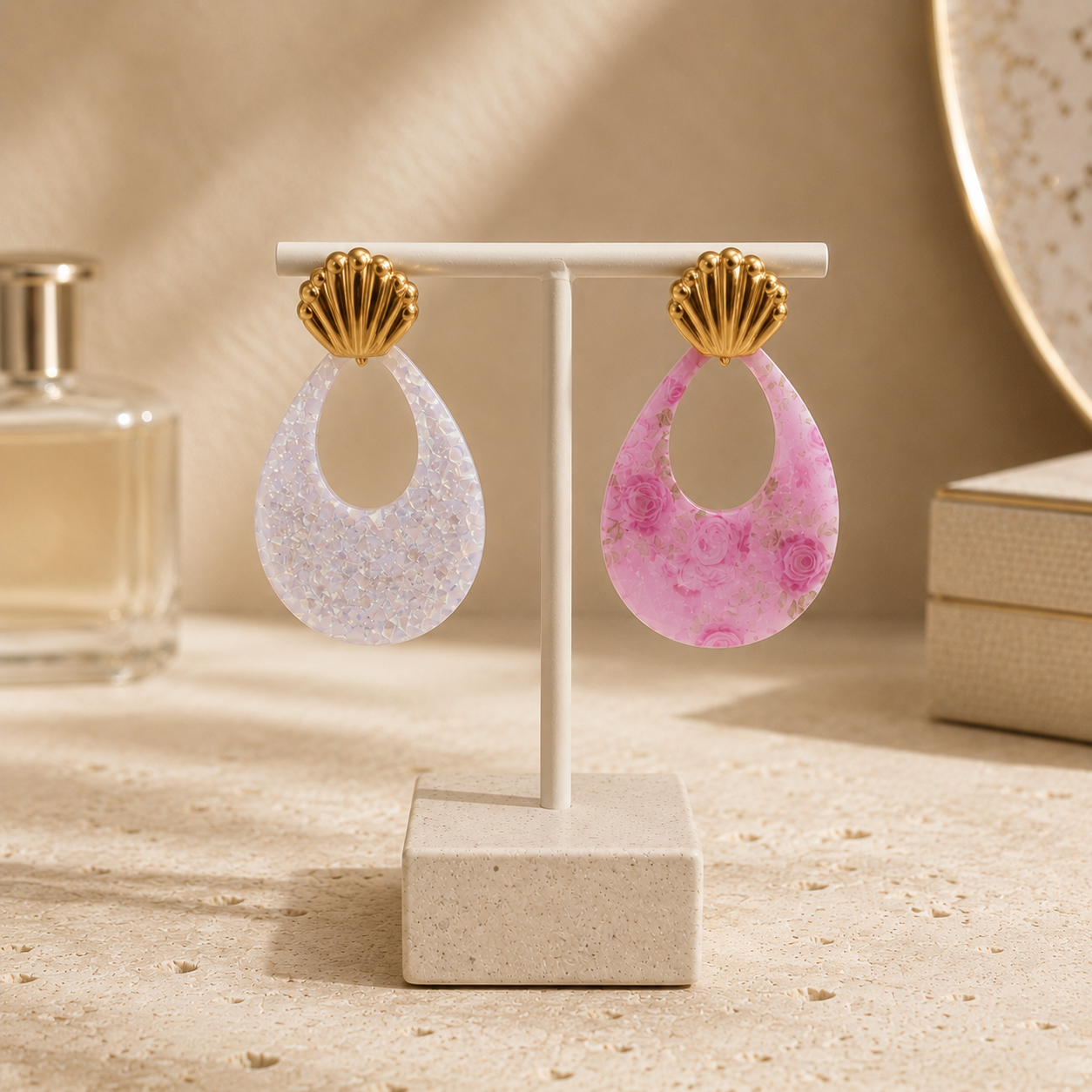 Boucles réversibles fleuries